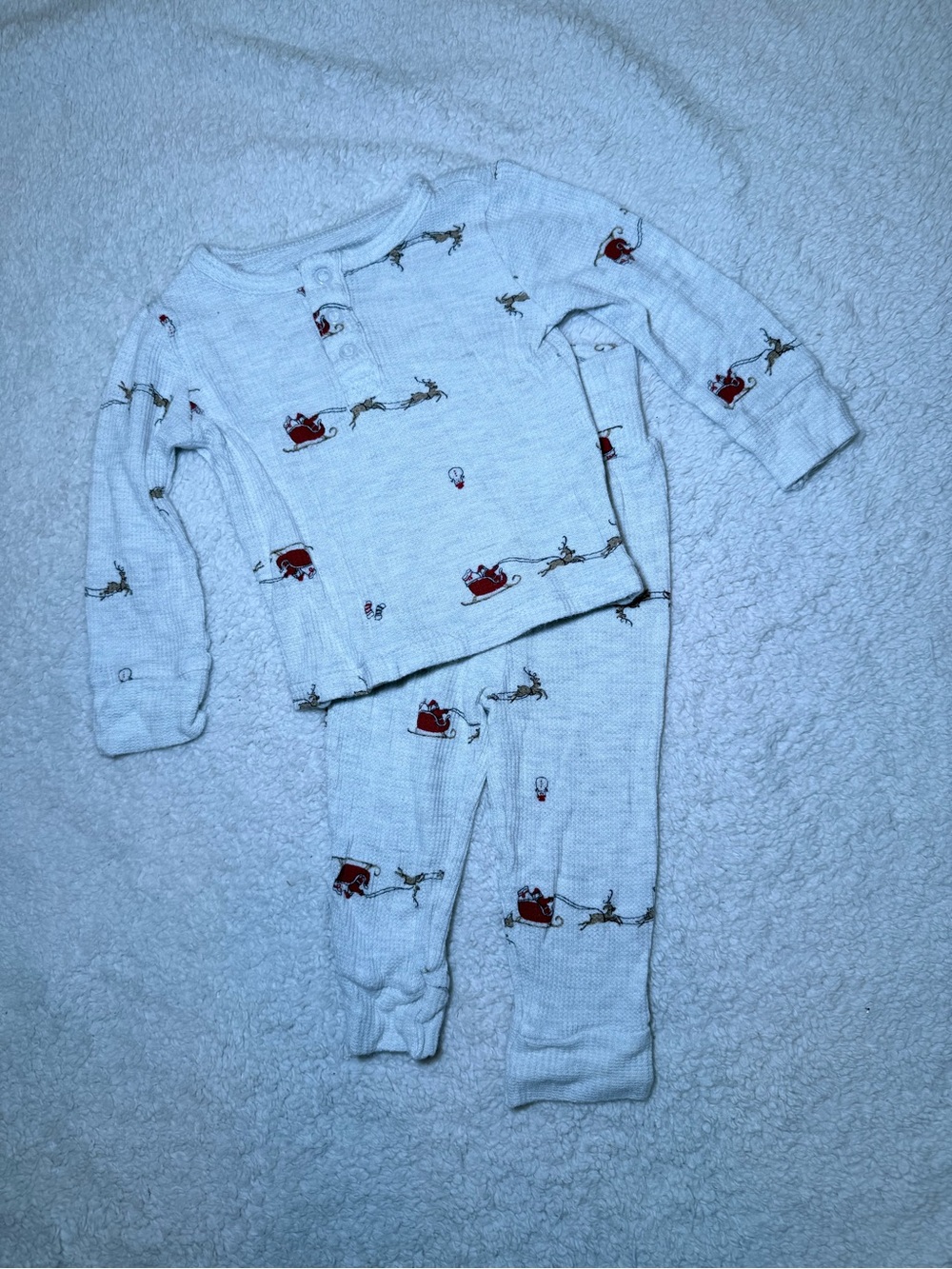 Carter's White Purely Soft Pajama Set with Red Santa Sleigh Print